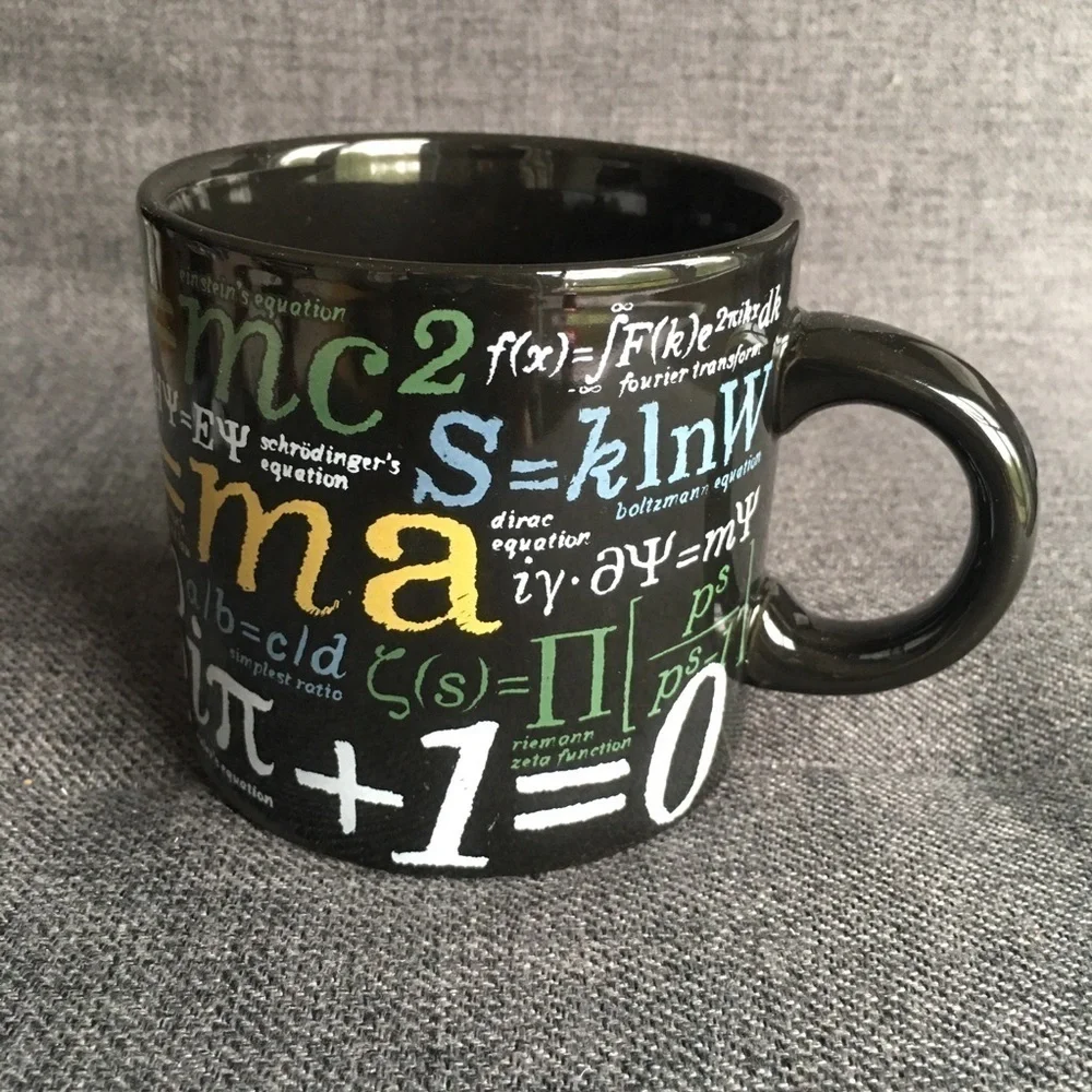 Math Formulas Coffee Mug, Black, Colorful, 12 oz